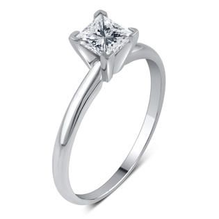 Cttw. Certified Princess Cut 14K White Gold Diamond Engagement