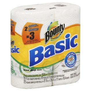 Bounty Basic Paper Towels, Giant, Prints, 1 Ply, 2 rolls