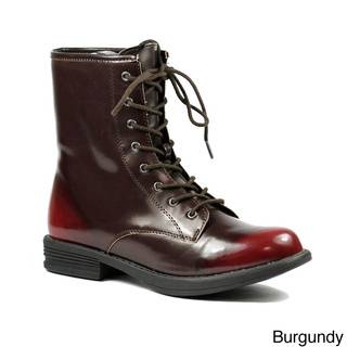 Qupid SEATTLE 06 Womens Round Toe Military Lace Up Boots