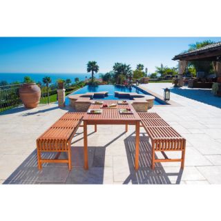 Malibu Eco Friendly 3 Piece Wood Outdoor Dining Set with Backless