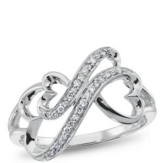 Forever Heart , Silver and Diamond Accent Ring   Size 7