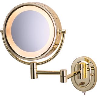 14.5 in. L x 9.75 in. Lighted Wall Mirror in Bright Brass
