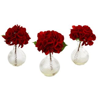 Red Hydrangea w/Glass Vase (Set of 3)   17673312  