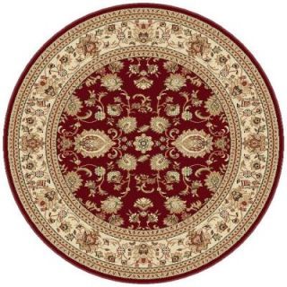 Tayse Rugs Sensation Red 5 ft. 3 in. Round Traditional Area Rug 4720  Red  6' Round