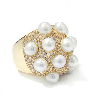Joan Boyce "Fit for a Princess" Simulated Pearl and Clear CZ Pavé Dome R   7598654