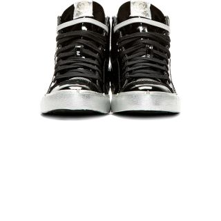 Diesel Black Patent Leather D Zippy Sneakers