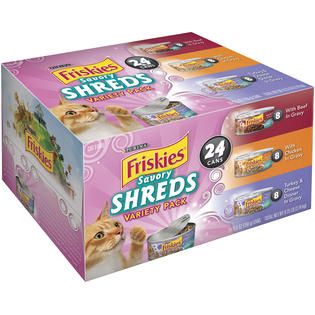 Friskies Savory Shreds Variety Pack Cat Food 24 5.5 oz. Cans   Pet