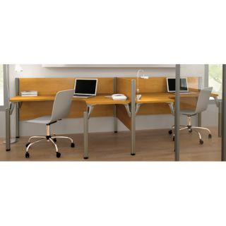 Pro Biz Double Side by Side L Desk Workstation With 2 Melamine Privacy