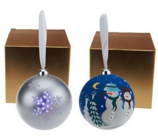 Mr. Christmas Set of 2 LED Illuminated Ornaments with Gift Boxes —