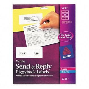 Avery Send & Reply Labels, White, 12/Sheet, 240/Pack   Office Supplies
