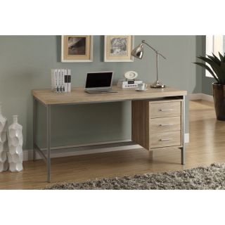 Silver Metal and Natural Reclaimed look 60 inch Long Office Desk