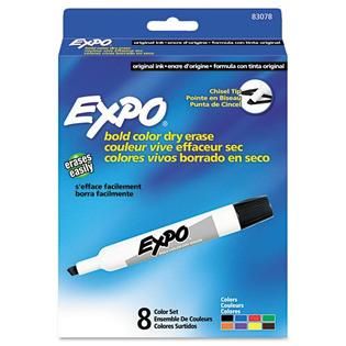 EXPO Dry Erase Markers Eight Color Set Chisel Tip 8/Set   Office