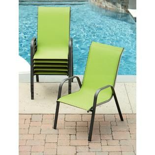 Essential Garden Bartlett Solid Green Stack Chair   Outdoor Living