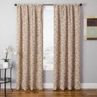Solomon Faux Linen Embroidered Curtain Panel 108" Chocolate