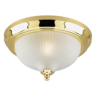 Westinghouse 1 Light Ceiling Fixture Polished Brass Interior Flush Mount with Frosted Swirl Glass 6632700