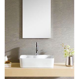 Somette Fine Fixtures Modern White China Square Vessel Sink