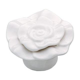 Liberty 1 1/4 in. White Ceramic Rose Cabinet Knob CFK002 W C