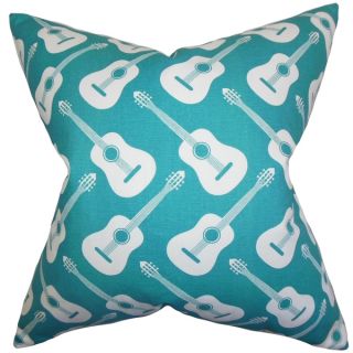Roxie Geometric Turquoise Feather Filled 18 inch Throw Pillow