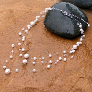 Pearl Orient FreshWater White Pearls Triple Strand Necklace (Thailand)