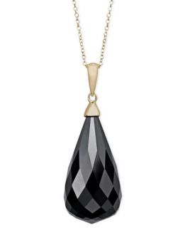 Gemma by EFFY Faceted Onyx Drop Pendant in 14k Gold   Necklaces