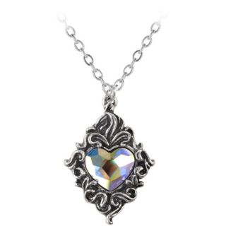 English Pewter with Crystals Crystal Heart Necklace   17430612