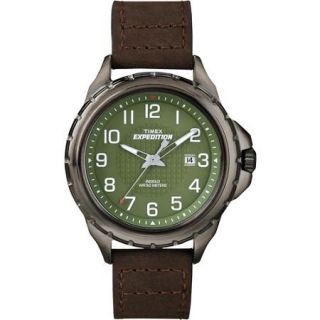Timex Men's Expedition Rugged Metal Field Watch, Brown Leather Strap