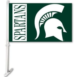 BSI Products NCAA 11 in. x 18 in. Michigan State 2 Sided Car Flag with 1 1/2 ft. Plastic Flagpole (Set of 2) 97029