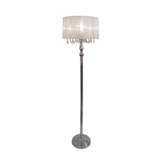 Elegant Designs 61 in Chrome Indoor Floor Lamp with Fabric Shade
