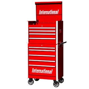 International 27 Inch 9 Drawer Professional Tool Storage Combo  Red