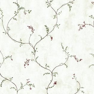 York Wallcoverings Country Small Vine With Berries Wallpaper in White