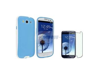 Insten Blue TPU Gel Silicone Skin Case Cover + Bling Film for Samsung Galaxy S3 III i9300