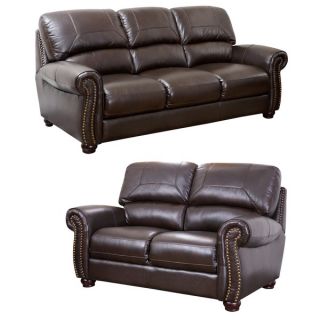 ABBYSON LIVING Sedona 3 piece Premium Top grain Leather Sofa, Loveseat