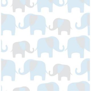 NuWallpaper 30.75 sq. ft. Blue Elephant Parade Peel and Stick Wallpaper NU1404