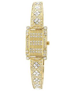 Anne Klein Watch, Womens Crystal Accent Covered Case Gold Tone Bangle