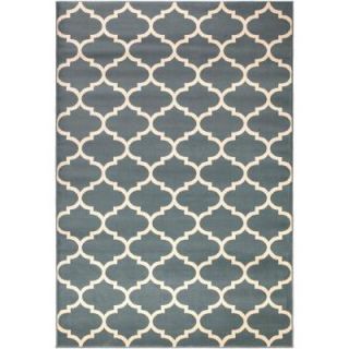 Ottomanson Contemporary Moroccan Trellis Blue 7 ft. 10 in. x 10 ft. 6 in. Area Rug RGL9086 8X10