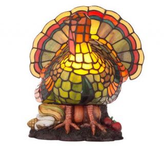 Handcrafted Tiffany Style Thanksgiving Turkey Accent Lamp —