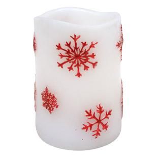 Flameless LED Candle Embedded Red Snowflake   Seasonal