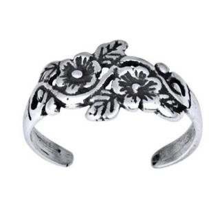 LucyNatalie STR09 Toe Ring Sterling Silver Flower Design