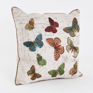 Printed and Embroidered Multicolor Butterfly 18 inch Throw Pillow