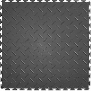 Perfection Floor Tile 8 Piece 20.5 in x 20.5 in Dark Gray Diamond Plate Garage Floor Tile