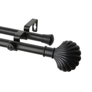 Rod Desyne Scallop Double Curtain Rod 48 to 84 inch   Black   Home
