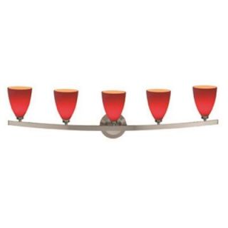 Access Lighting Sydney 5 Light Matte Chrome Vanity Light with Red Glass Shade 63815 19 MC/RED