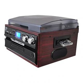 Pyle Classic Vintage Turntable with AM/FM Radio/Cassette/CD, USB/SD