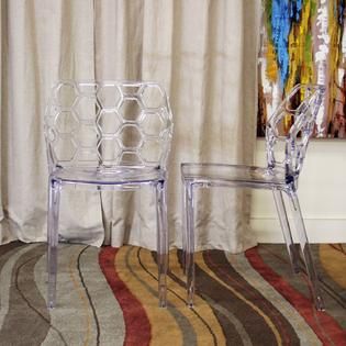 Baxton  Honeycomb Clear Acrylic Modern Dining Chair (Set of 2)