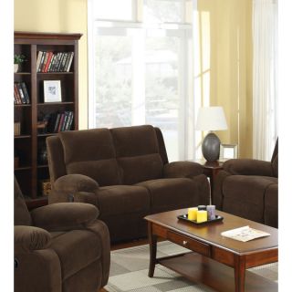 Furniture of America Borrison Dark Brown Flannelette Recliner Loveseat