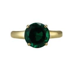 Gioelli 10k Yellow Gold Lab created Emerald Solitaire Ring  