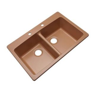 Mont Blanc Waterbrook Dual Mount Composite Granite 33 in. 2 Hole Double Bowl Kitchen Sink in Peach 79213Q