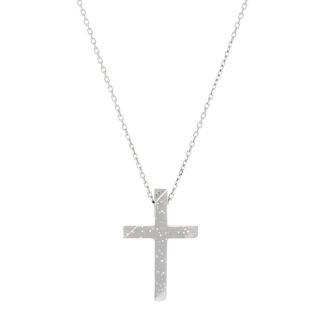 Sterling Silver Stardust Cross Cable Chain Pendant Necklace   16371276