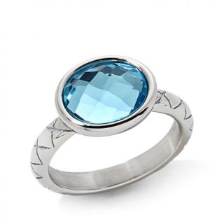 Emma Skye Jewelry Designs Oval Blue Glass Stainless Steel Ring   7661132