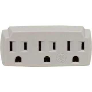 GE 15  Amp 125 Volt AC Grounding 3 Outlet Adapter   Almond 54195